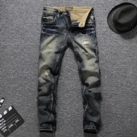 Jeans For Menn Vintage Retrostil Slim Fit Rippede Jeans Homme Balplein Merkevare Jeans Menn Bomull Denim Biker