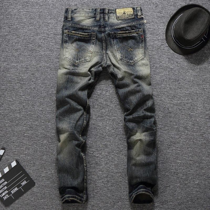 Jeans For Menn Vintage Retrostil Slim Fit Rippede Jeans Homme Balplein Merkevare Jeans Menn Bomull Denim Biker