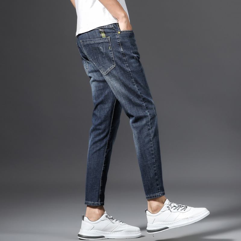 Koreansk Stil Menns Cropped Jeans Slanke Føtter