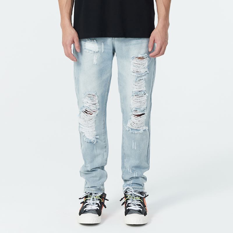 Loose High Gate Rippede Jeans For Menn