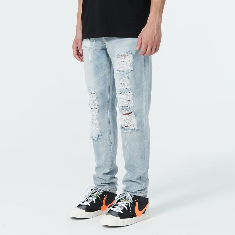 Loose High Gate Rippede Jeans For Menn