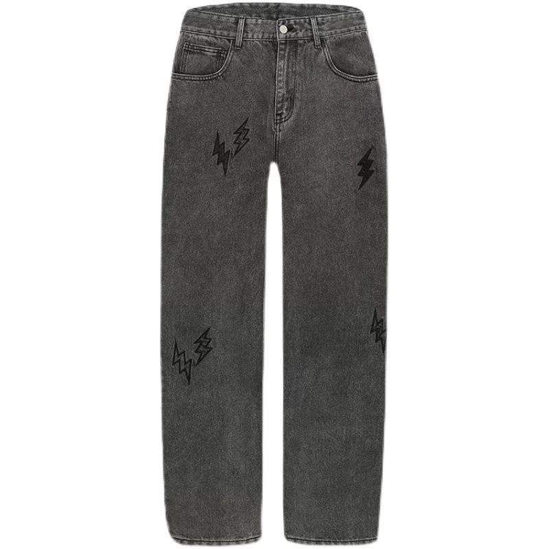 Lynbrodert Rett Løs Distressed Jeans For Menn