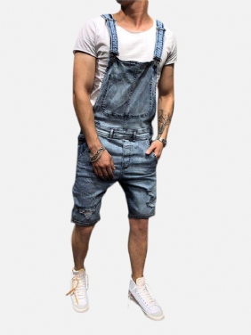 Menn Slim Fit Denim Short Fritids Jumpsuit