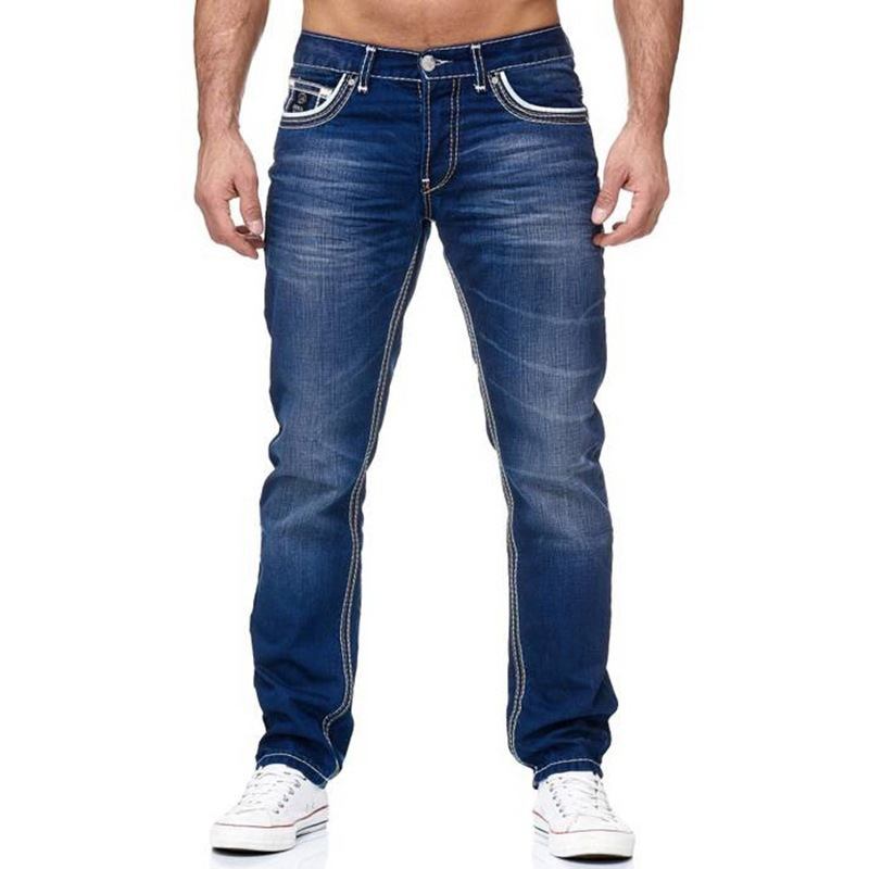 Menns Hvite Distressed Mid-rise Løs Jeans Med Rette Ben