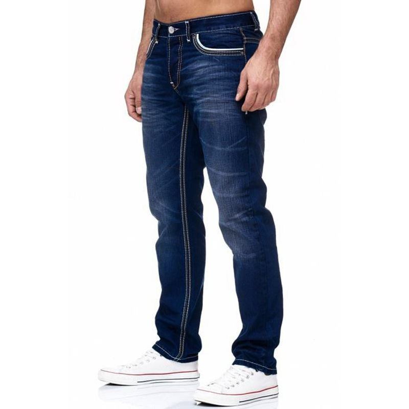 Menns Hvite Distressed Mid-rise Løs Jeans Med Rette Ben