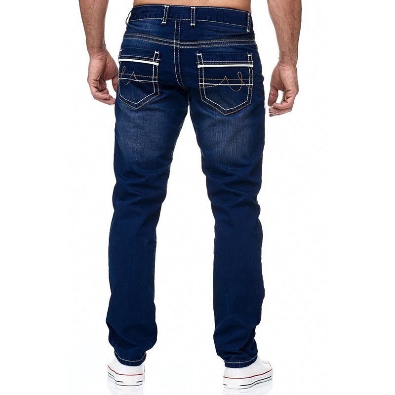 Menns Hvite Distressed Mid-rise Løs Jeans Med Rette Ben