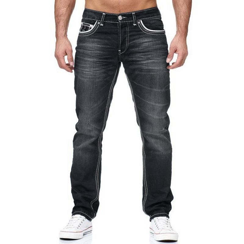 Menns Hvite Distressed Mid-rise Løs Jeans Med Rette Ben