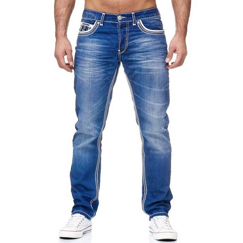 Menns Hvite Distressed Mid-rise Løs Jeans Med Rette Ben