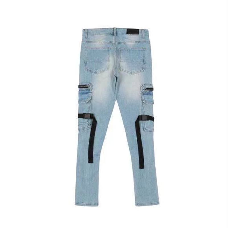 Ødelagte Glidelåsstropper Vasket Distressed Jeans