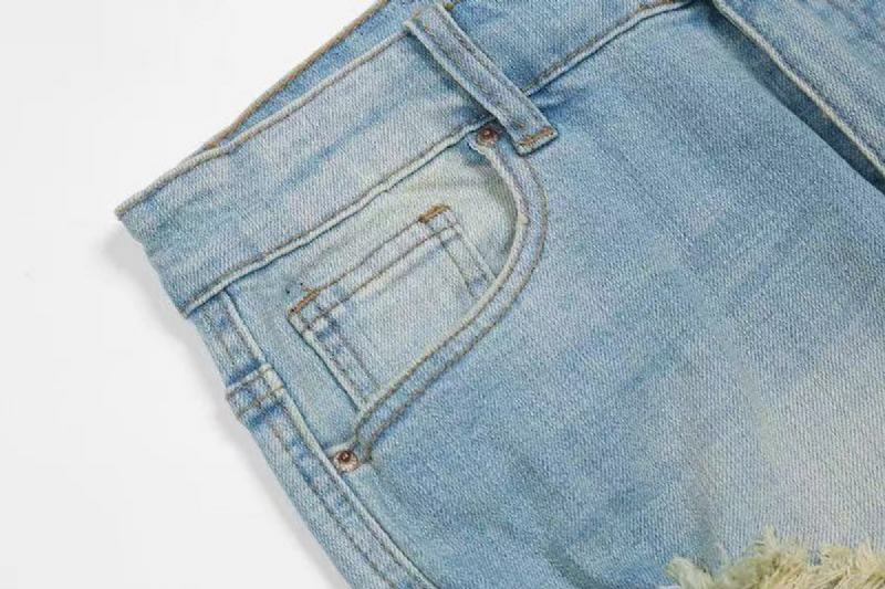 Ødelagte Glidelåsstropper Vasket Distressed Jeans