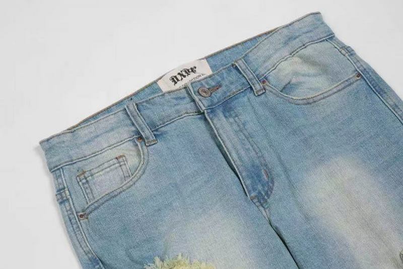 Ødelagte Glidelåsstropper Vasket Distressed Jeans