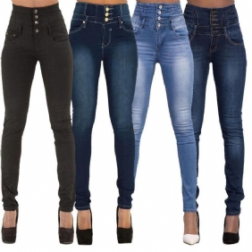 Vår Sommer Kvinne Skinny Jeans Denim Blyantbukser Toppmerke Stretch Jeans Bukser Med Høy Midje Dame Jeans Med Høy Midje