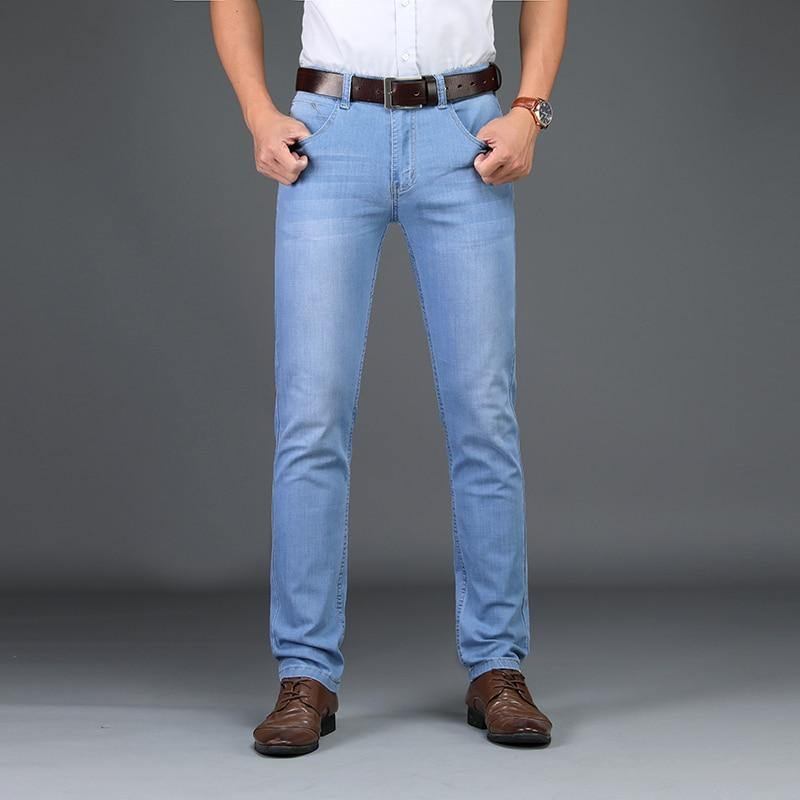 Vår-sommer Stil Utr Thin Herre Merke Jeans Mote Herre Fritids Slim Fit Rett Høy Stretch Feet Skinny Jeans Menn