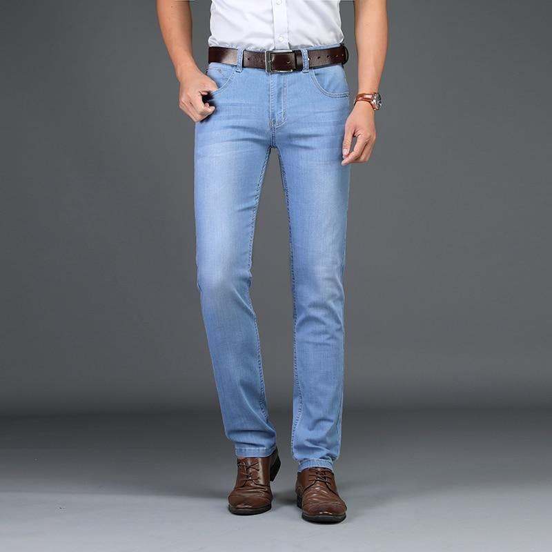 Vår-sommer Stil Utr Thin Herre Merke Jeans Mote Herre Fritids Slim Fit Rett Høy Stretch Feet Skinny Jeans Menn