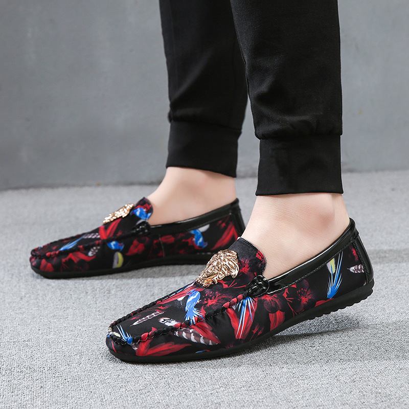 Menn Blomstertrykt Sklisikre Uformelle Walking Driving Loafers