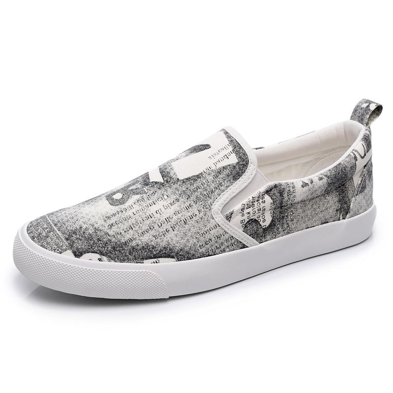 Menn Canvas Pustende Slip On Fritids Court Flat Shoes