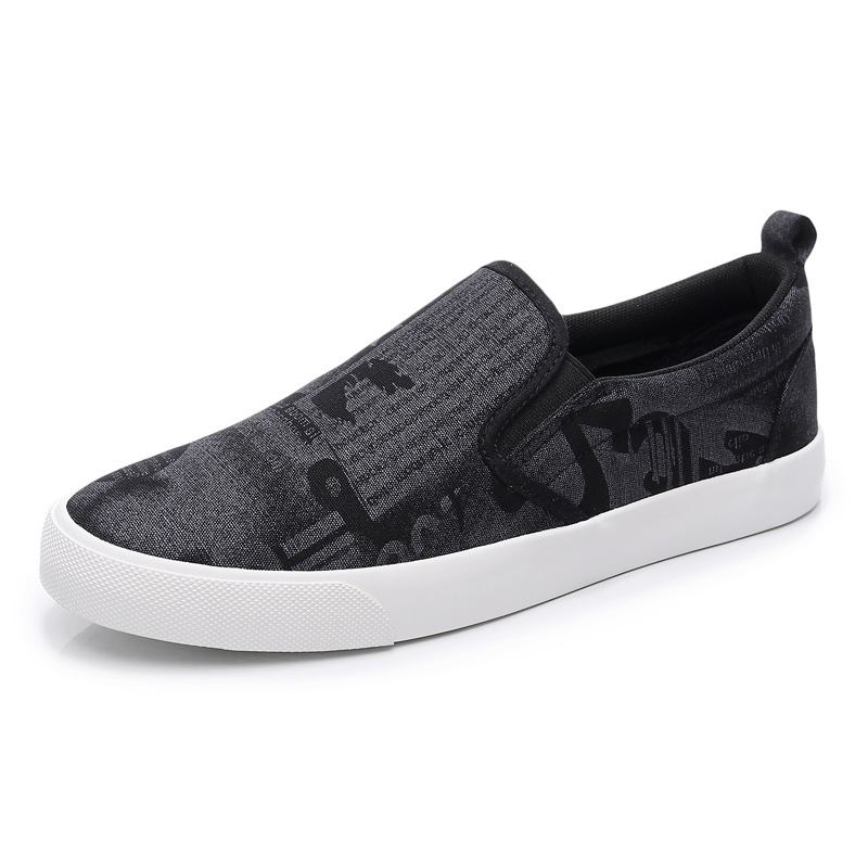 Menn Canvas Pustende Slip On Fritids Court Flat Shoes