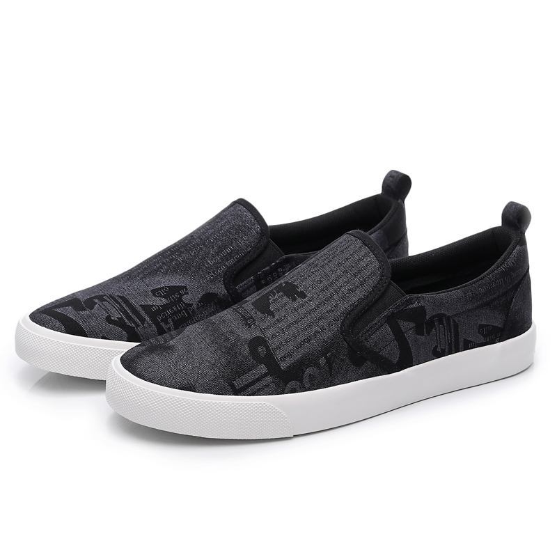 Menn Canvas Pustende Slip On Fritids Court Flat Shoes