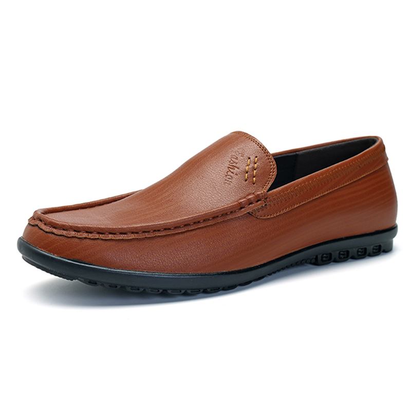 Menn Fritids Business Sole Ekte Skinn Slip On Loafers Flats