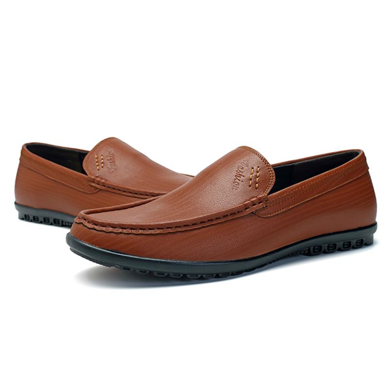 Menn Fritids Business Sole Ekte Skinn Slip On Loafers Flats