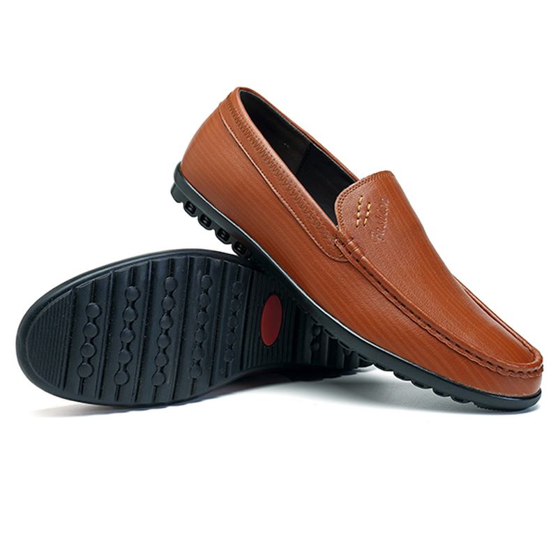 Menn Fritids Business Sole Ekte Skinn Slip On Loafers Flats