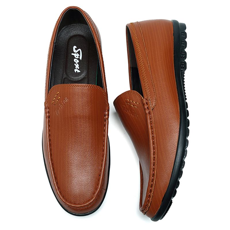 Menn Fritids Business Sole Ekte Skinn Slip On Loafers Flats