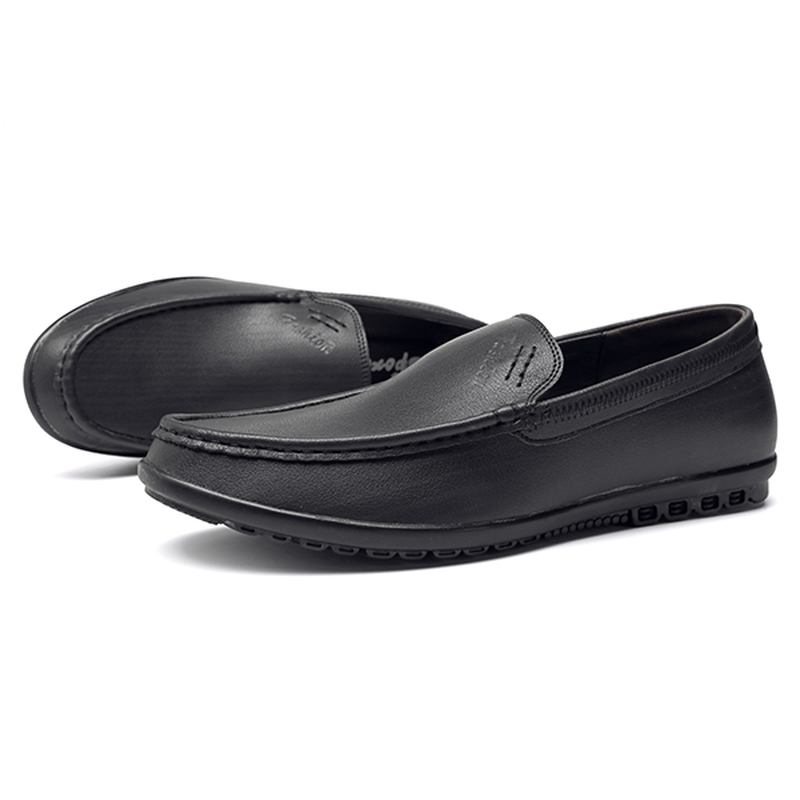 Menn Fritids Business Sole Ekte Skinn Slip On Loafers Flats