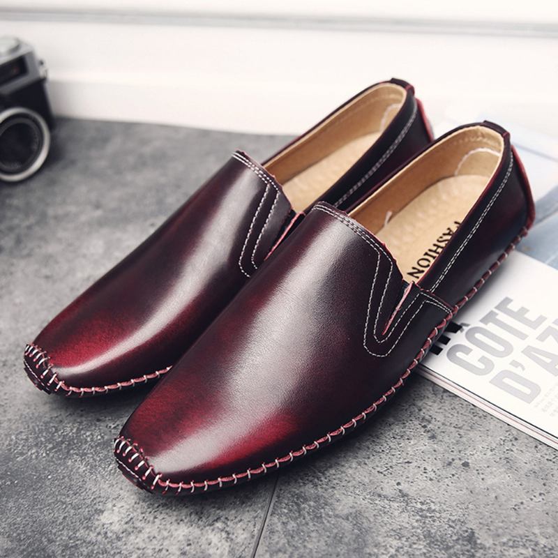 Menn Fritids Ekte Skinn Slip On Flat Loafers Loafers