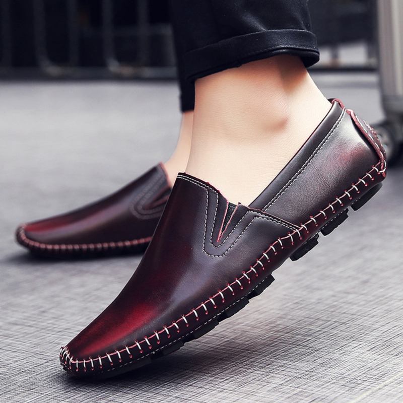 Menn Fritids Ekte Skinn Slip On Flat Loafers Loafers