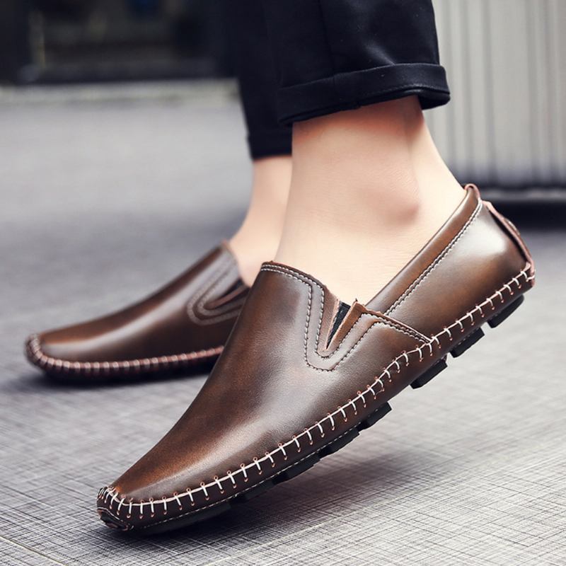 Menn Fritids Ekte Skinn Slip On Flat Loafers Loafers