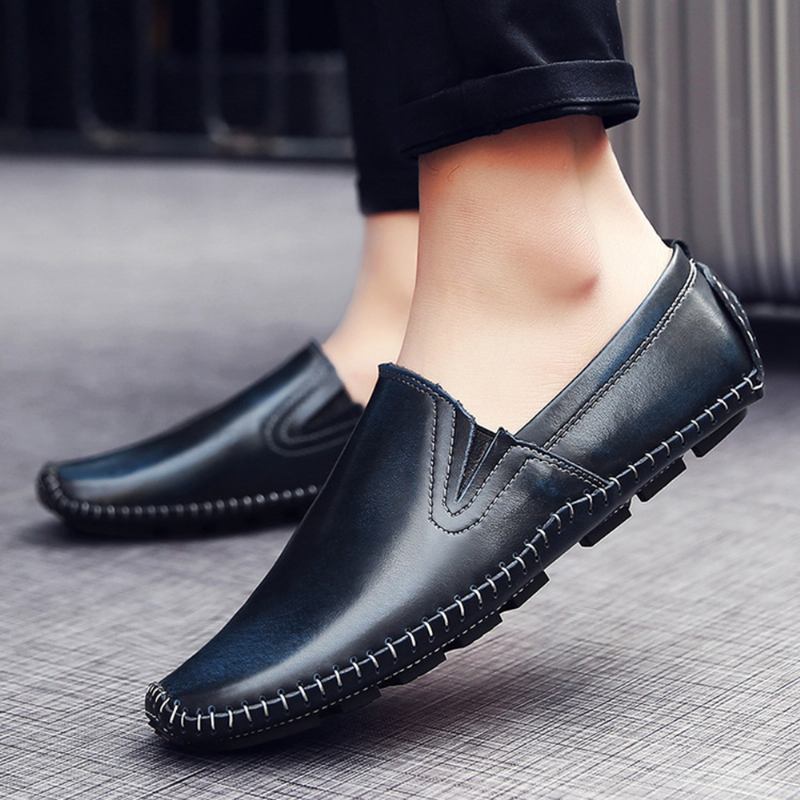 Menn Fritids Ekte Skinn Slip On Flat Loafers Loafers