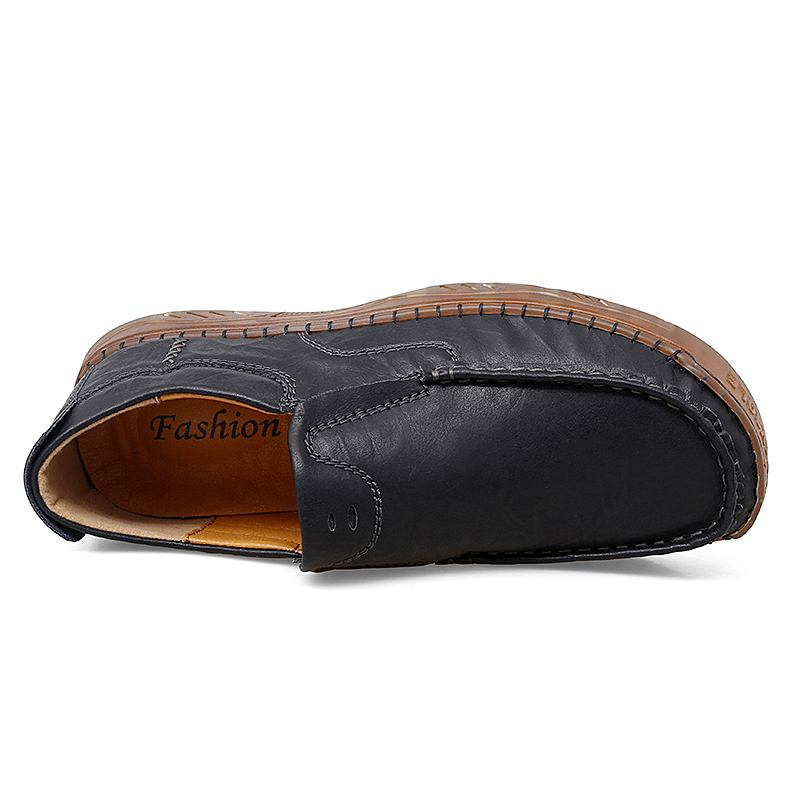 Menn Kuskinn Pustende Håndsøm Myk Såle Slip On Solid Fritids Loafer Sko