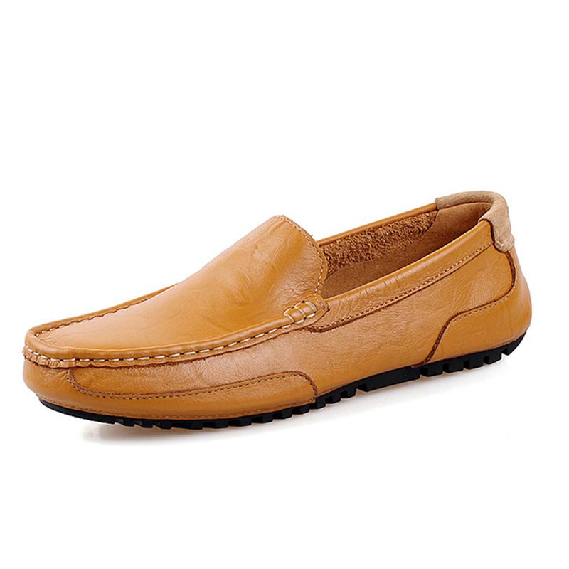 Menn Leather Fritids Driving Slip On Outdoor Flat Myk Komfortabel Loafers Sko