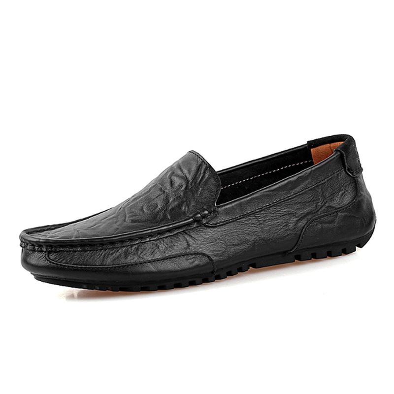 Menn Leather Fritids Driving Slip On Outdoor Flat Myk Komfortabel Loafers Sko