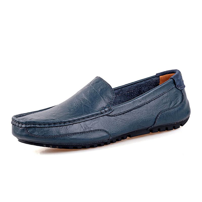 Menn Leather Fritids Driving Slip On Outdoor Flat Myk Komfortabel Loafers Sko