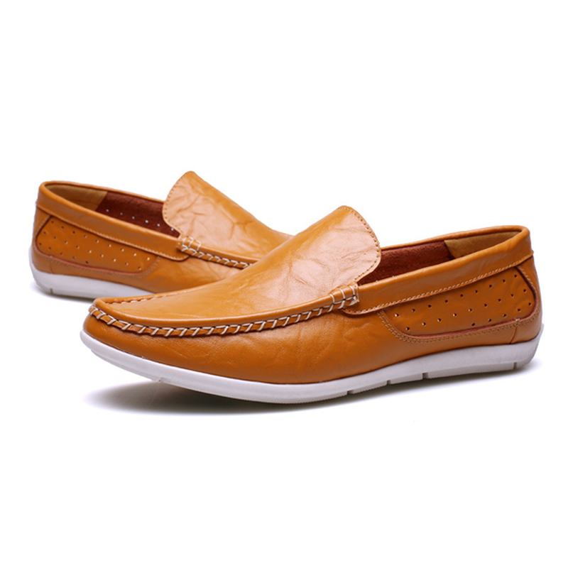 Nye Menn Fritids Outdoor Mykt Komfortabelt Skinn Slip On Flats Loafers Sko