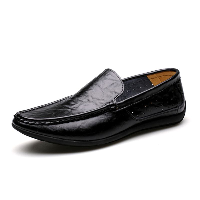 Nye Menn Fritids Outdoor Mykt Komfortabelt Skinn Slip On Flats Loafers Sko