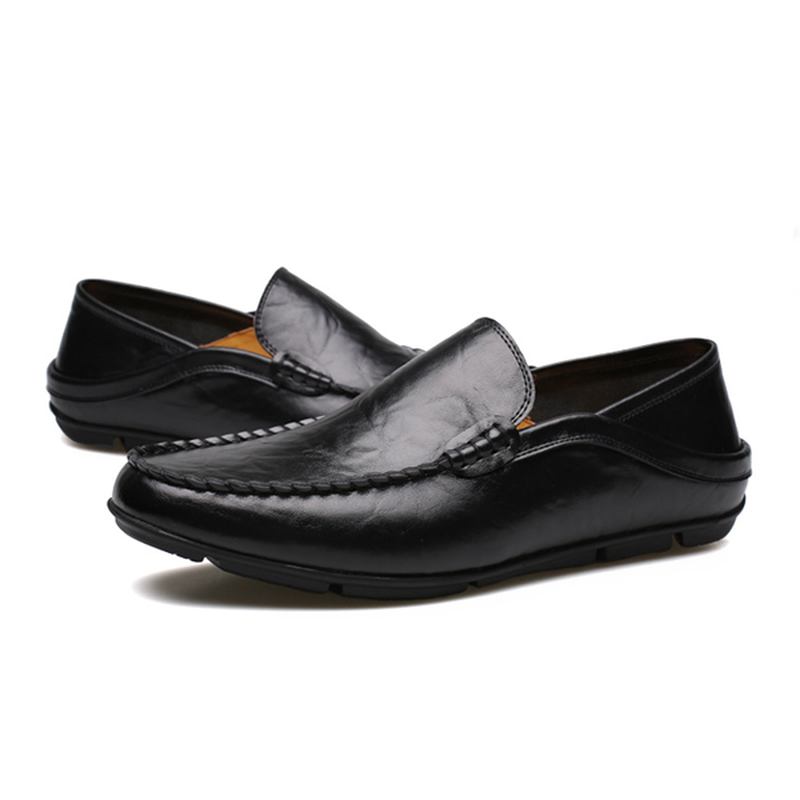 Nye Menn Fritids Outdoor Mykt Komfortabelt Skinn Slip On Flats Loafers Sko