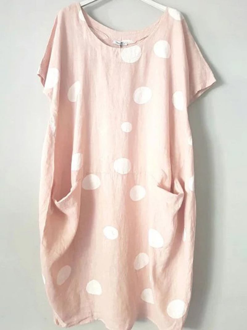 Kvinner Polka Dots Trykt Midi Crew Neck Fritids Dress