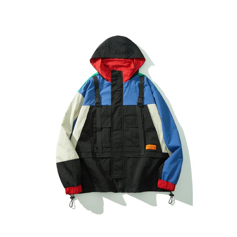 Fargerik Techwear Windbreaker-jakke For Menn