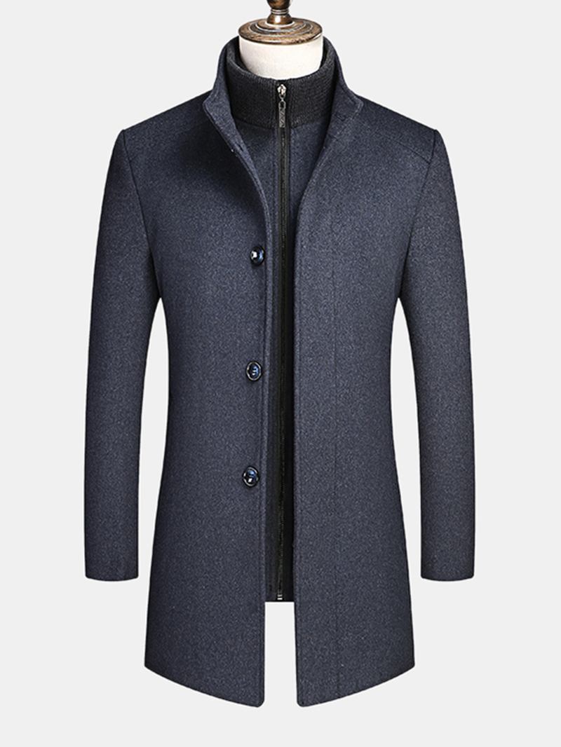 Herre Business Single-breasted Avtakbare Fôret Thicken Trench Coats