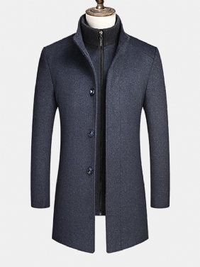 Herre Business Single-breasted Avtakbare Fôret Thicken Trench Coats