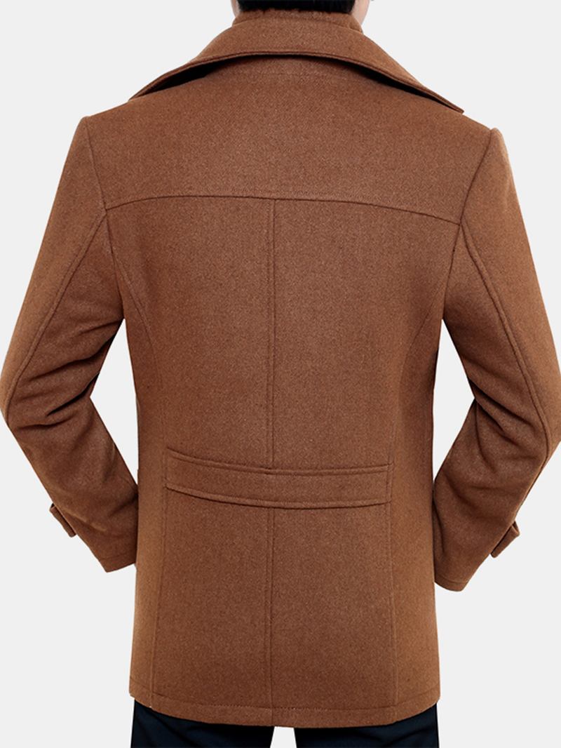 Herre Thicken Warm Solid Business Ull Trench Coats