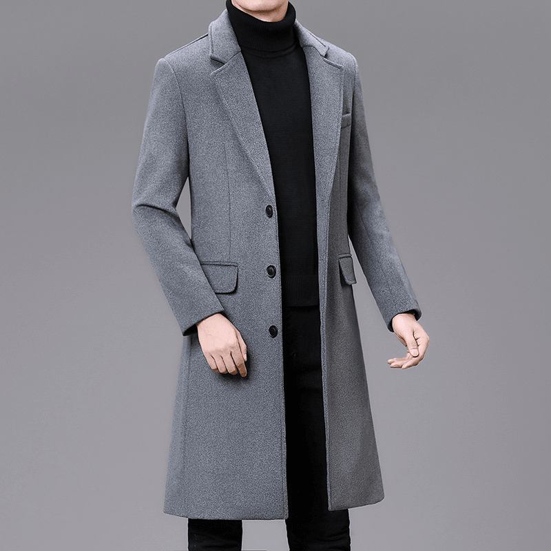 Menn Fritids Pluss Cotton Long Coat