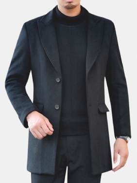 Menn Vinter Varm Bomull Polstret Slank Mid Long Trench Coat