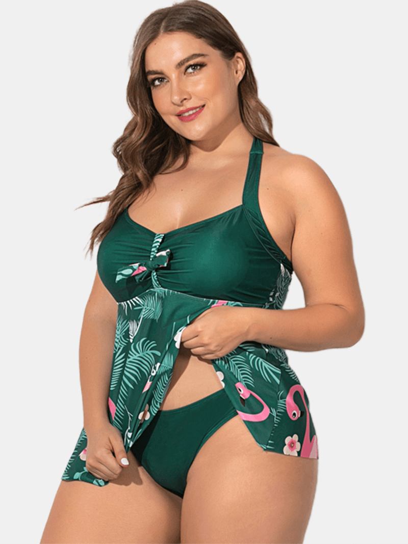 Plus Size Grime Flora Med Trykk Swimdress Med Truser