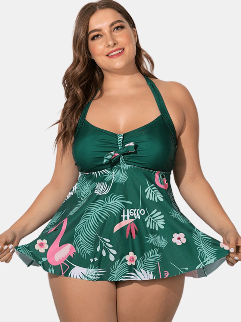 Plus Size Grime Flora Med Trykk Swimdress Med Truser