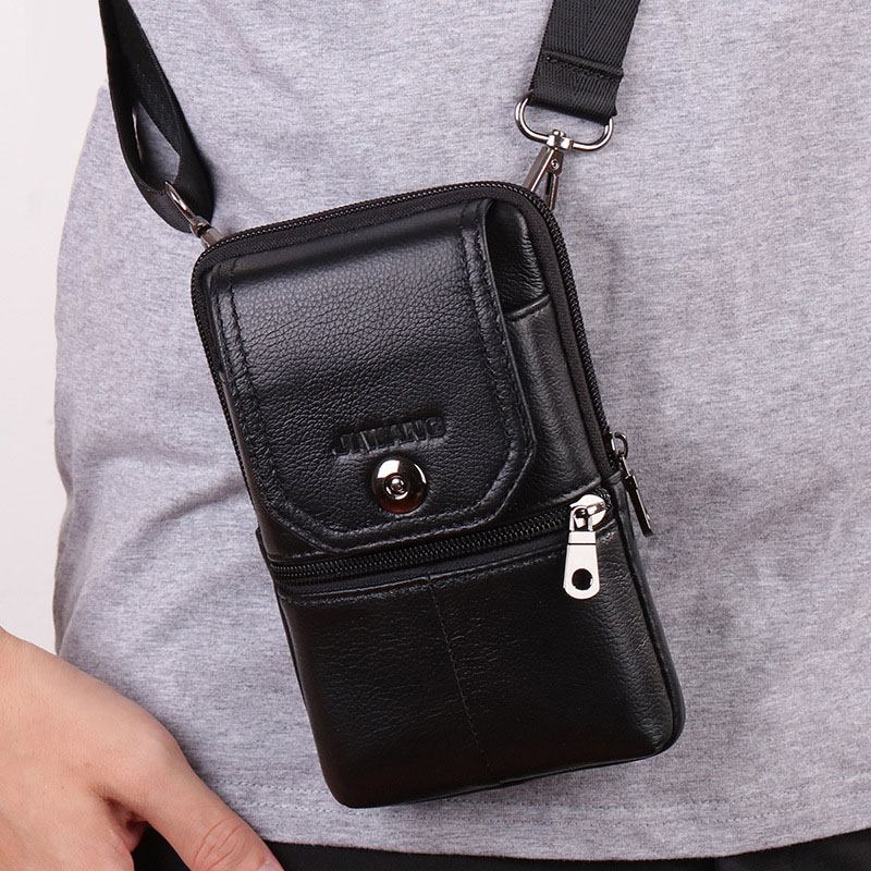 Menn Ekte Skinn Belteveske Crossbody Veske 6 Tommers Telefonveske Midjeveske Belteveske