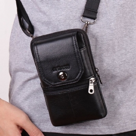 Menn Ekte Skinn Belteveske Crossbody Veske 6 Tommers Telefonveske Midjeveske Belteveske