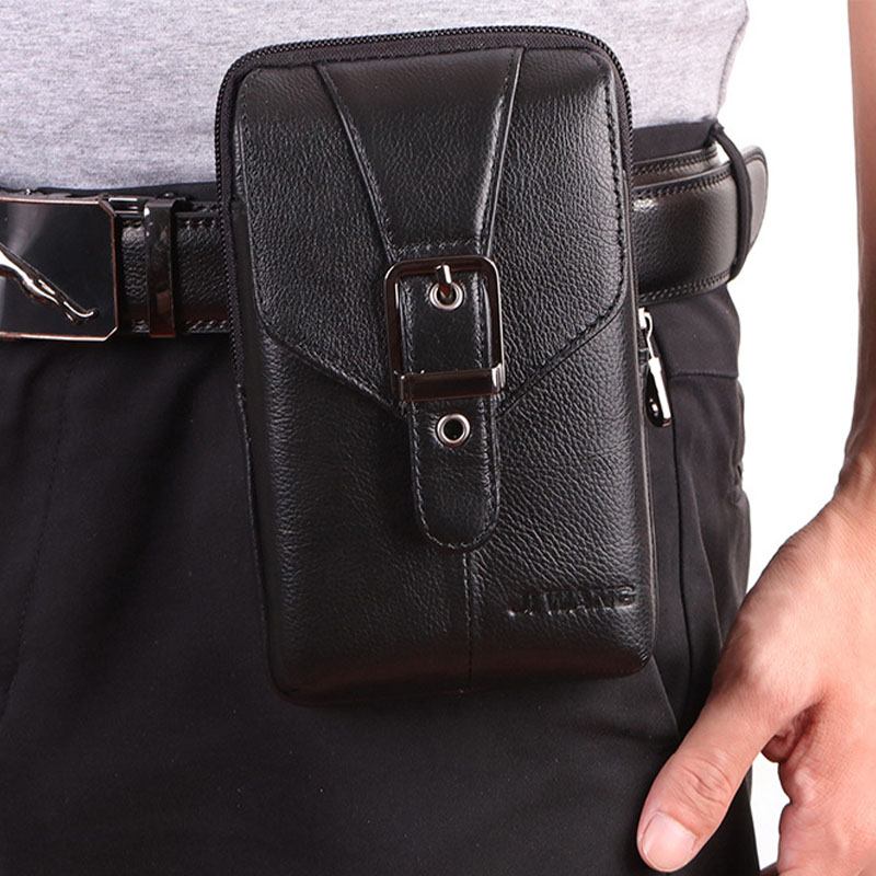 Menn Ekte Skinn Belteveske Crossbody Veske 6 Tommers Telefonveske Midjeveske Belteveske